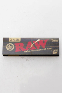 RAW Black Natural Unrefined Rolling Paper - 1 1/4"